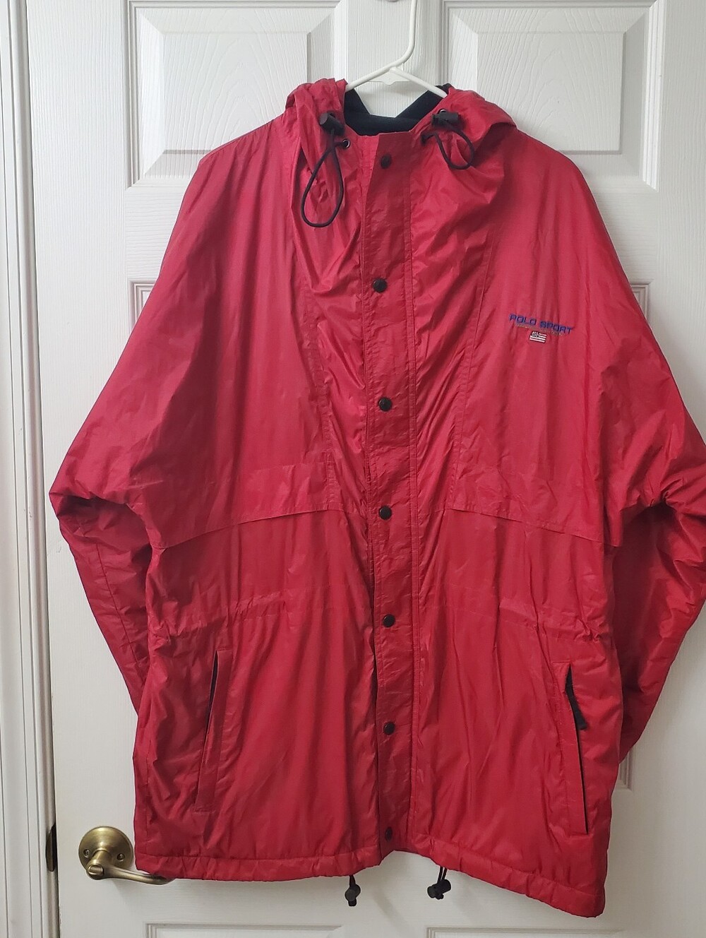 Polo Sport By Ralph Lauren Rare Vintage Red Hooded Windbreaker Raincoat Jacket M